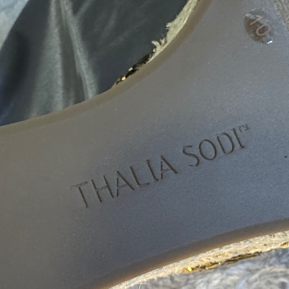 Thalia Sodi Mika Metallic Gold Espadrille Wedge Shoe Size 10M - Picture 10 of 11